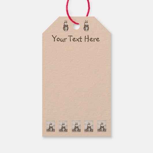 Gemälde des niedlichen Hasen lächelnd Geschenkanhänger (Rückseite)