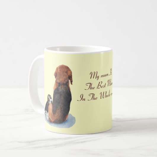 Gemälde des niedlichen Welpen-Beagle Kaffeetasse (Vorderseite Links)