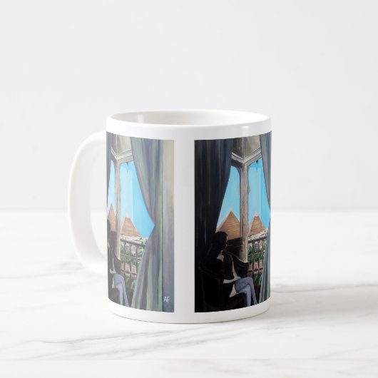 Gemälde des Pyramisa Hotels von Alfred Fox Kaffeetasse (Vorderseite Links)