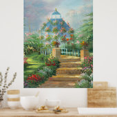 Gemälde einer Blume bedeckt Gazebo im Sommer Poster (Küche)