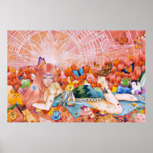 Gemälde einer Frau Titel: Der Nachmittag Poster