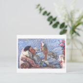 Gemälde einer lesenden Frau Postkarte (Stehend Vorderseite)