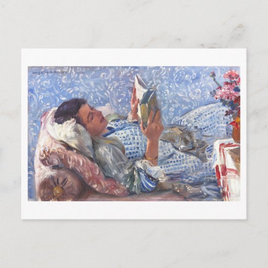 Gemälde einer lesenden Frau Postkarte (Vorderseite)