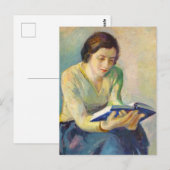 Gemälde einer lesenden Frau Postkarte (Vorne/Hinten)