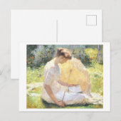 Gemälde einer lesenden Frau Postkarte (Vorne/Hinten)