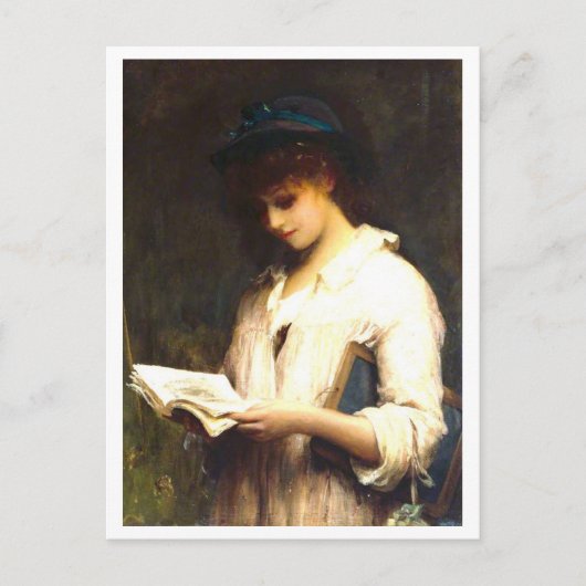 Gemälde einer lesenden Frau Postkarte (Vorderseite)