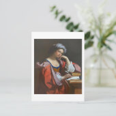 Gemälde einer schreibenden Frau Postkarte (Stehend Vorderseite)