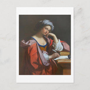 Gemälde einer schreibenden Frau Postkarte