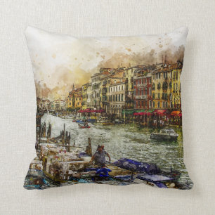 Gemälde einer venezianischen Kanalszene Kissen