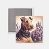 Gemälde eines alten Airedale Terriers Magnet (Vorderseite/Rückseite)