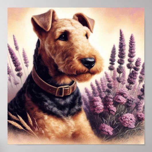 Gemälde eines alten Airedale Terriers Poster (Vorne)