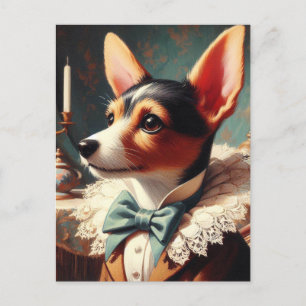 Gemälde eines alten Toy Fox Terriers Postkarte