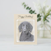 Gemälde eines Flat-Coated Retrievers - Originale H Postkarte (Stehend Vorderseite)