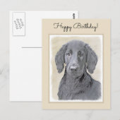 Gemälde eines Flat-Coated Retrievers - Originale H Postkarte (Vorne/Hinten)