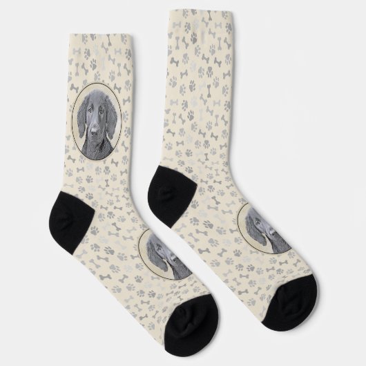 Gemälde eines Flat-Coated Retrievers - Originale H Socken (Rechts)