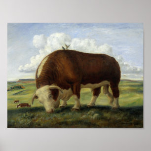 Gemälde eines Hereford-Bullen Poster