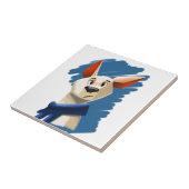 Gemälde eines Hundes auf blauem Hintergrund Fliese (Seite)