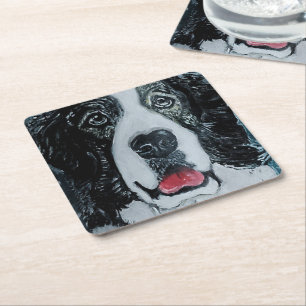 Gemälde eines Pyrenäen-Mastiffs von Alfred Fox Rechteckiger Pappuntersetzer