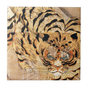 Gemälde eines Tigers aus dem 19. Jahrhundert von K Fliese