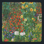 Gemälde Gustav Klimt, Bauernhof mit Sonnenblumen Töpfeuntersetzer<br><div class="desc">Bauernhof mit Sonnenblumen,  beliebtes Gemälde von Gustav Klimt</div>