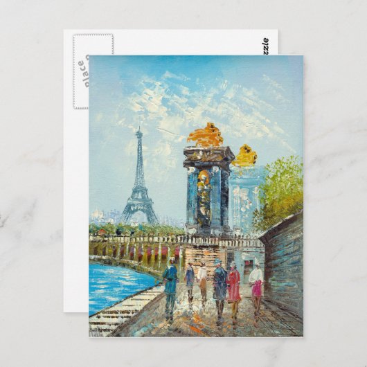 Gemälde im Pariser Eiffelturm Postkarte (Vorne/Hinten)