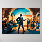 Gemälde Jazz Song Performance im Retro-Café Poster (Vorne)