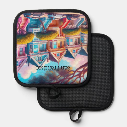 Gemälde Ladys Viktorianisch San Francisco Souvenir Topflappen (Vorderseite/Rückseite)