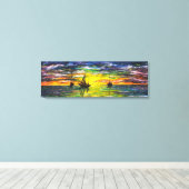 Gemälde Leinwand Druckboote bei Sonnenuntergang (Insitu (Holzboden))