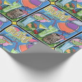 Gemälde "Mid Century Mod Tropical Tiki Lounge" übe Geschenkpapier (Ecke)