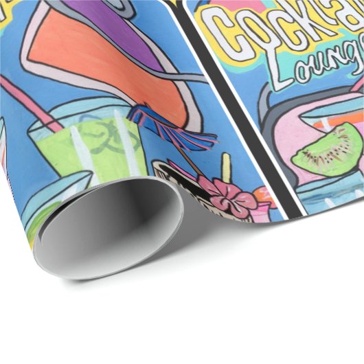 Gemälde "Mid Century Mod Tropical Tiki Lounge" übe Geschenkpapier (Rolleneckpunkt)