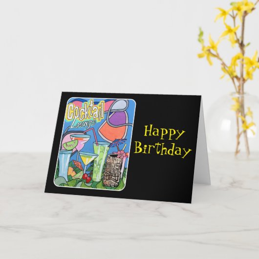 Gemälde "Mid Century Mod Tropical Tiki Lounge" übe Karte (Gelbe Blume)