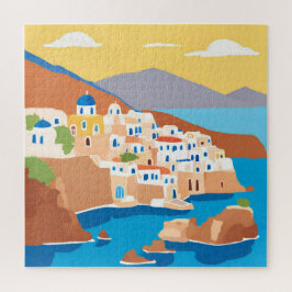 Gemälde mit Aussicht auf die Insel Santorin Puzzle