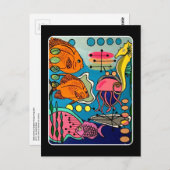 Gemälde "Modern Ocean Aquatic" aus dem Mittelalter Postkarte (Vorne/Hinten)