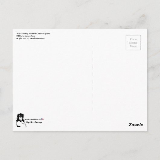 Gemälde "Modern Ocean Aquatic" aus dem Mittelalter Postkarte (Rückseite)