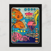 Gemälde "Modern Ocean Aquatic" aus dem Mittelalter Postkarte (Vorderseite)