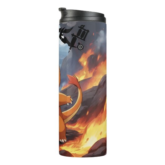 Gemälde Pokémon Charmander im Vulkan Thermosbecher (Nach rechts gedreht)