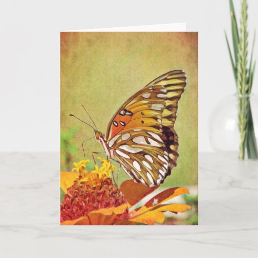 Gemälde Schmetterling auf Zinnia Art Card Karte (Vorderseite)