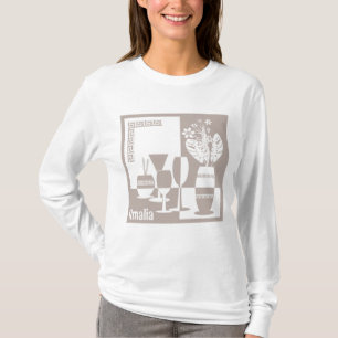 Gemälde Vasen mit Blumen und Weingläsern hell T-Shirt