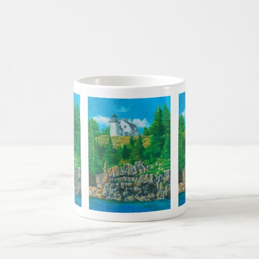 Gemälde von Bear Island Light Kaffeetasse (Mittel)