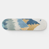 Gemälde von Bergen mit Vögeln im Flug Skateboard (Horizontal)