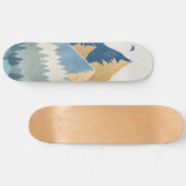Gemälde von Bergen mit Vögeln im Flug Skateboard (Horizontal)