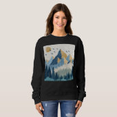 Gemälde von Bergen mit Vögeln im Flug Sweatshirt (Vorne ganz)