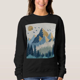 Gemälde von Bergen mit Vögeln im Flug Sweatshirt