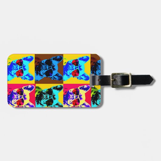 Gemälde von Bulldoggen im Pop-Art-Stil Gepäckanhänger (Vorderseite horizontal)