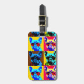 Gemälde von Bulldoggen im Pop-Art-Stil Gepäckanhänger (Vorderseite vertikal)