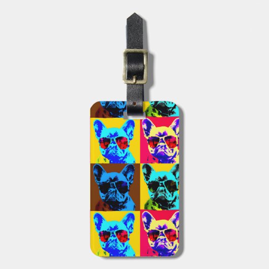 Gemälde von Bulldoggen im Pop-Art-Stil Gepäckanhänger (Vorderseite vertikal)