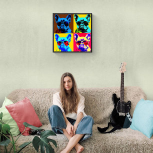 Gemälde von Bulldoggen im Pop-Art-Stil Poster