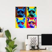Gemälde von Bulldoggen im Pop-Art-Stil Poster (Heimbüro)