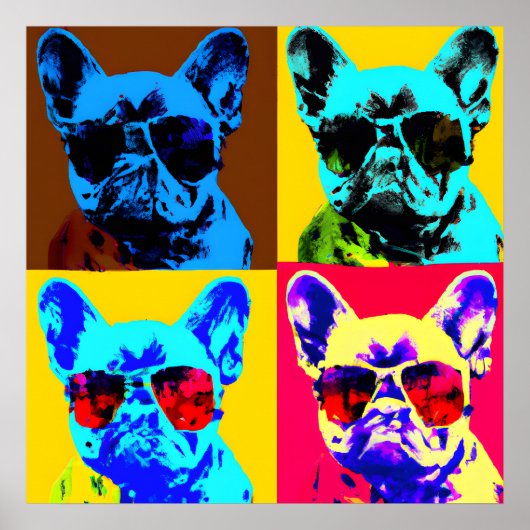 Gemälde von Bulldoggen im Pop-Art-Stil Poster (Vorne)