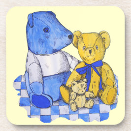 Gemälde von drei sehr niedlichen alten Teddybären Untersetzer